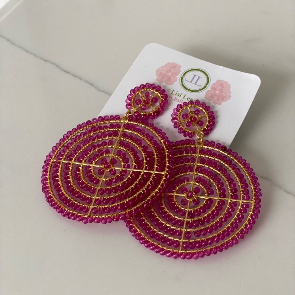 Lisi Lerch Disc Earrings - Fuchsia 30$